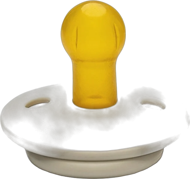 A traditional round cherry pacifier