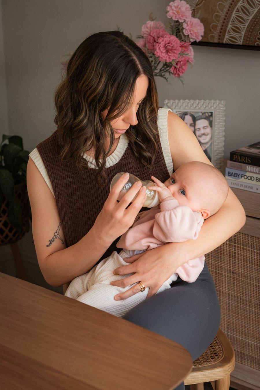 A quiet moment between a mom and her baby