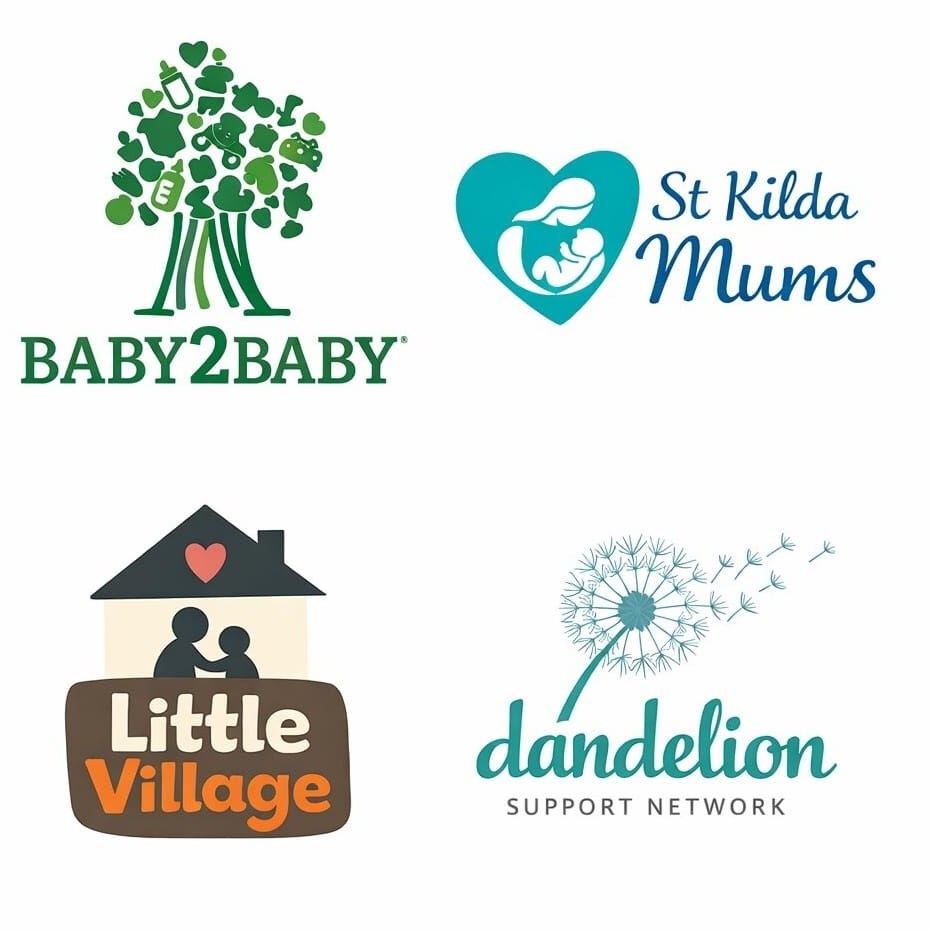 Logos of community organizations supported through Minbie bottle donations